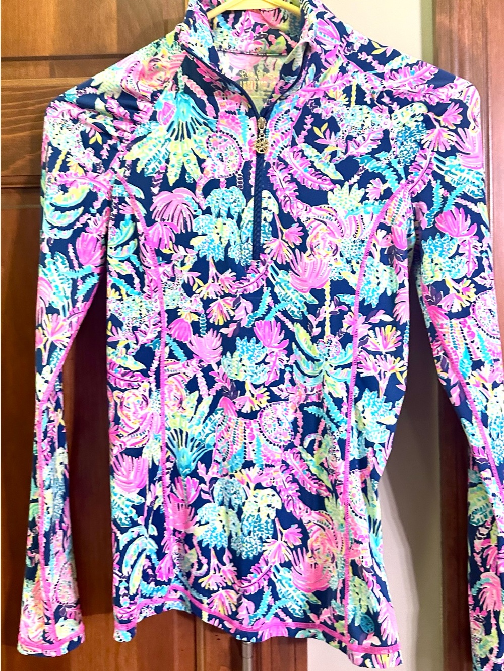 Lilly Pulitzer Navy One-Piece with Pink and Aqua Floral Print